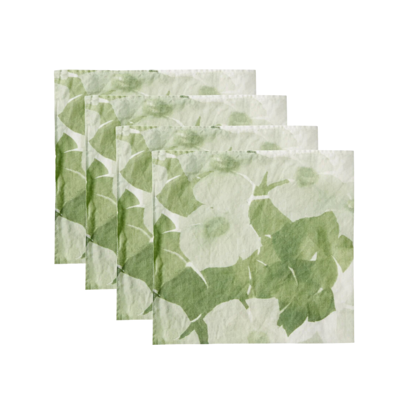 this is an image of green floral napkins