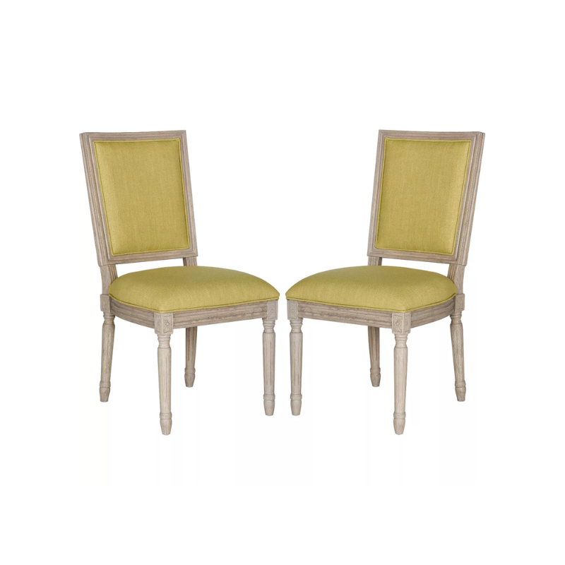 this is an image of yellow dining chairs