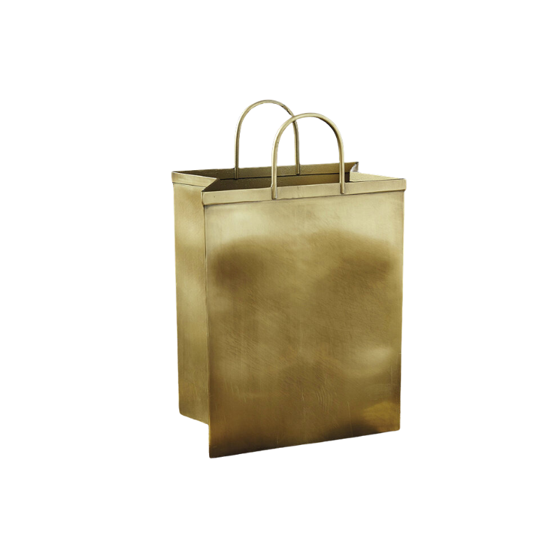 this is an image of a waste basket shaped like a shopping bag