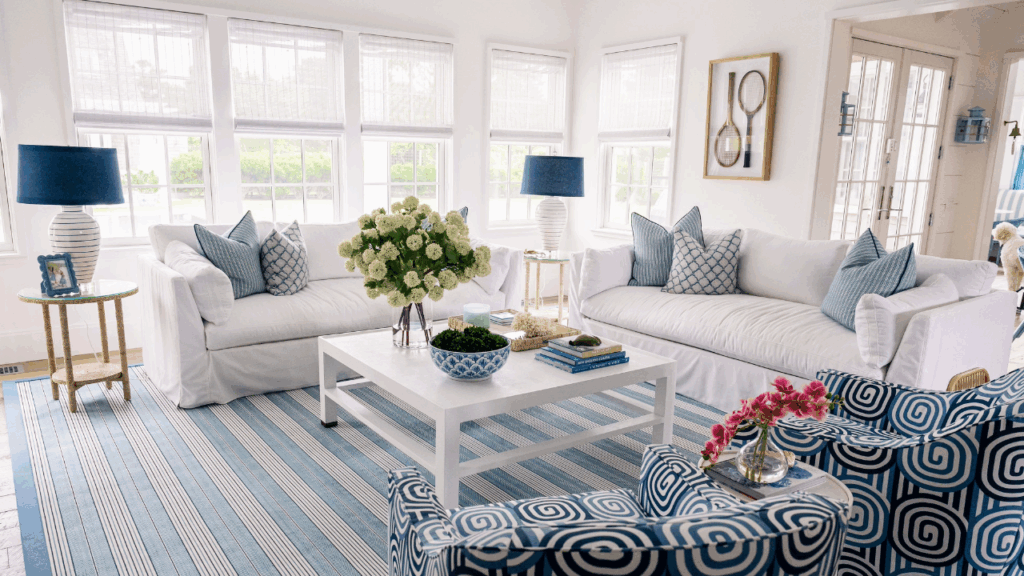 A photo of Meg Young's living room on the island of Nantucket.